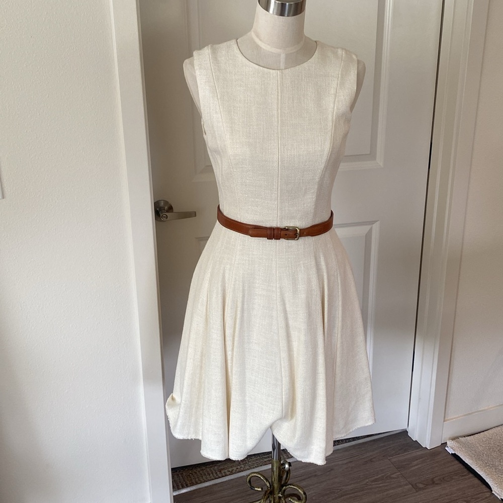 Theory Cream Sleeveless Fit-and-Flare Dress